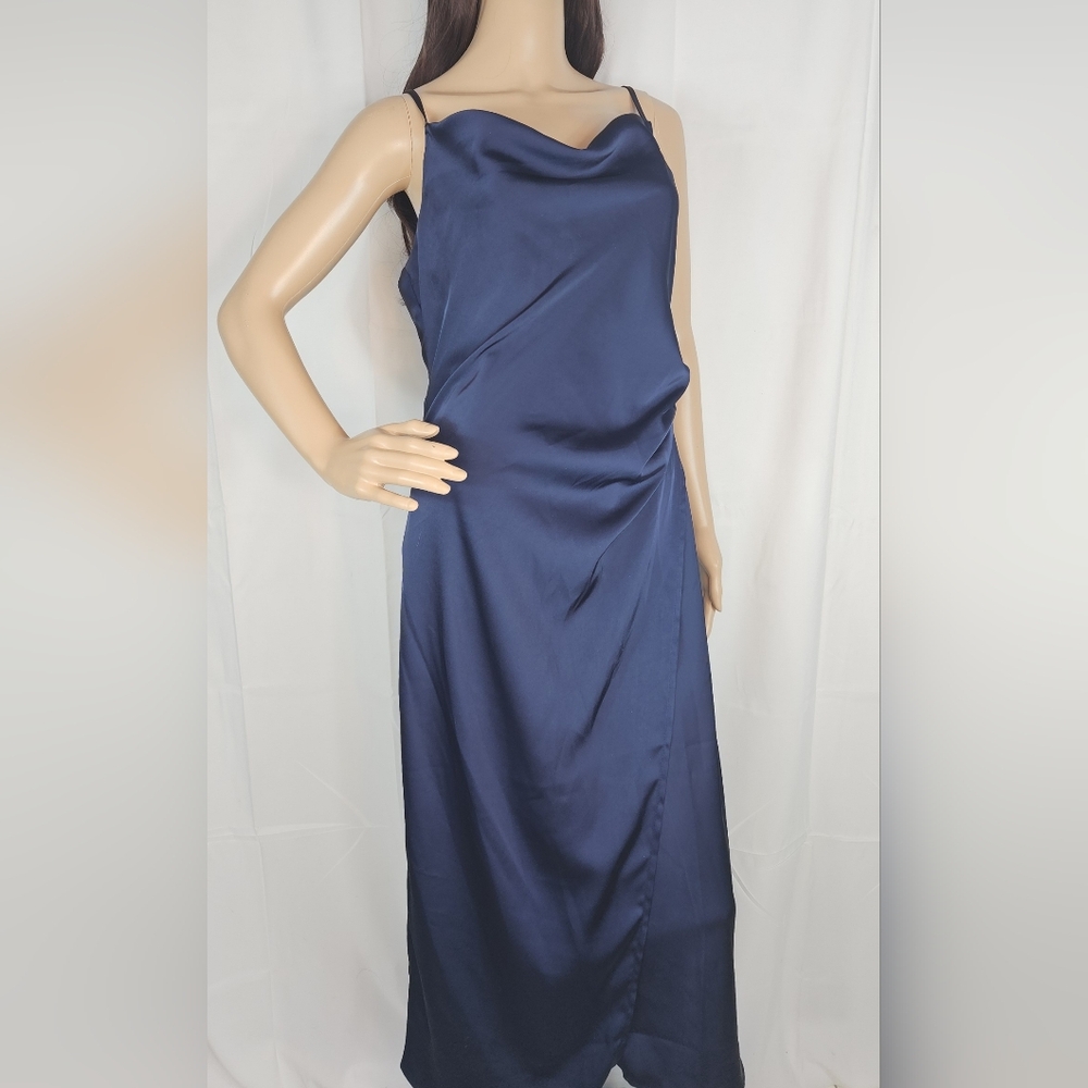 re:named Navy Draped Midi Dress - Picture 2 of 16